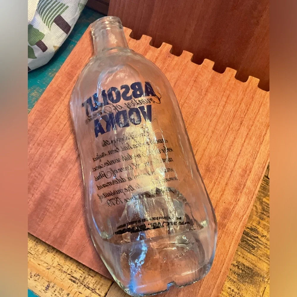 Slumped Melted Glass Absolut Bottle.